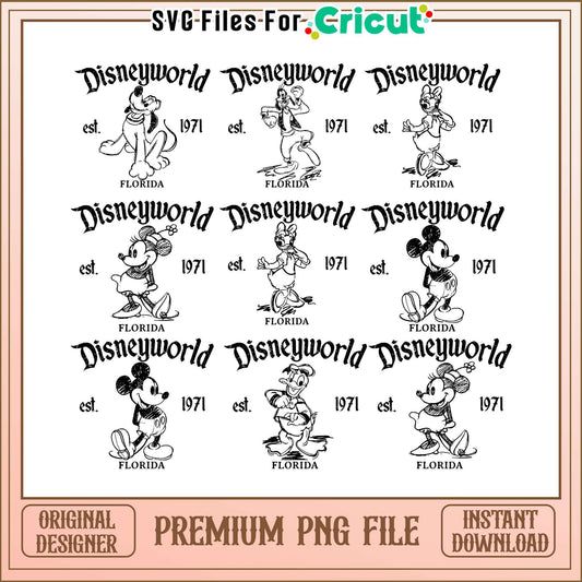 Disneyworld est 1971 florida bundle png, mickey and friends​ png