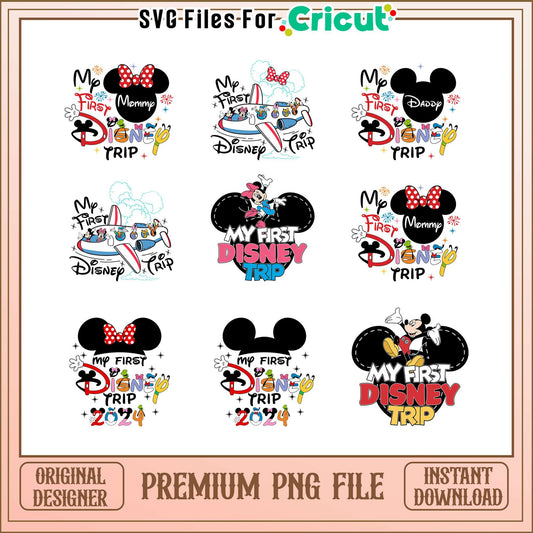 Mickey first disney trip bundle png, disney mickey head png, disney trip png