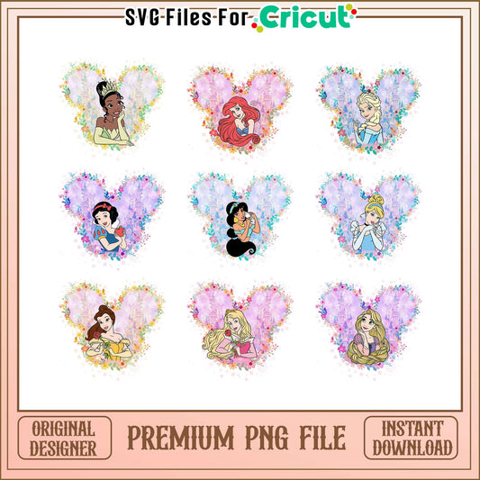 Mickey mouse head princess bundle png, mickey head png, png disney princess​