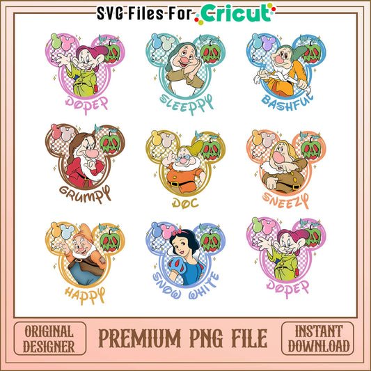 Snow white and seven dwarfs bundle png, mickey mouse head png