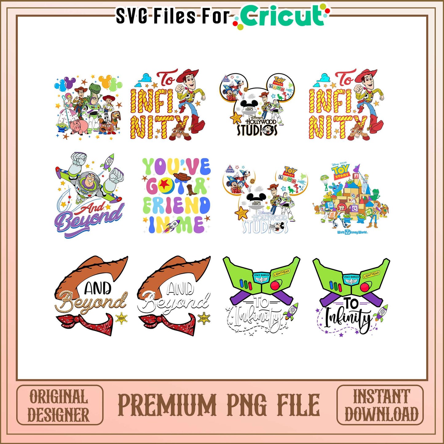 Woody to infinity design bundle png, buzz lightyear and woody png