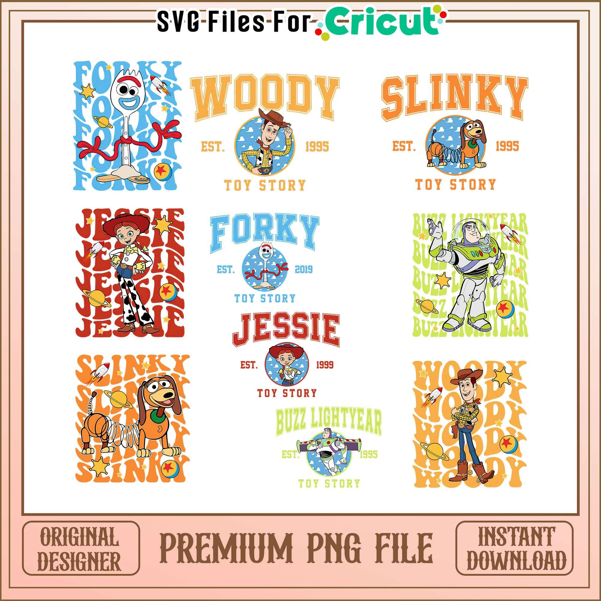 Woody est 1995 toy story bundle png, toy story characters​​ png