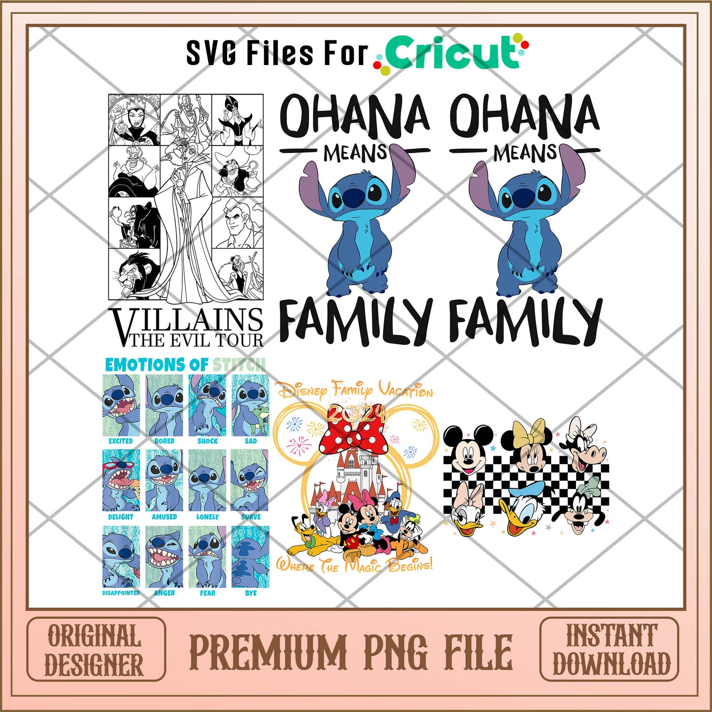 Disney Ohana and Villains PNG Bundle, Cartoon disney bundle