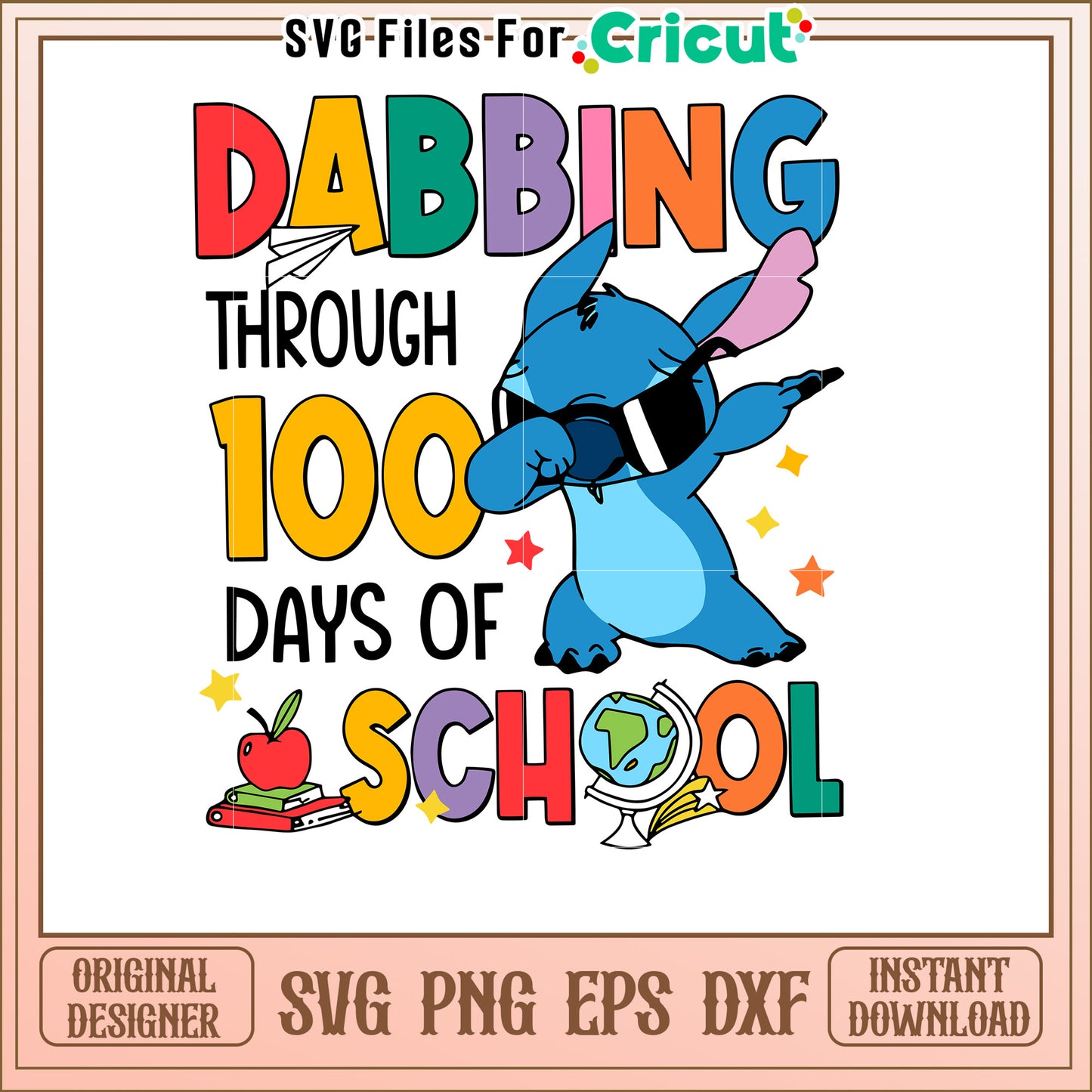 Dabbing Stitch 100 Days School SVG