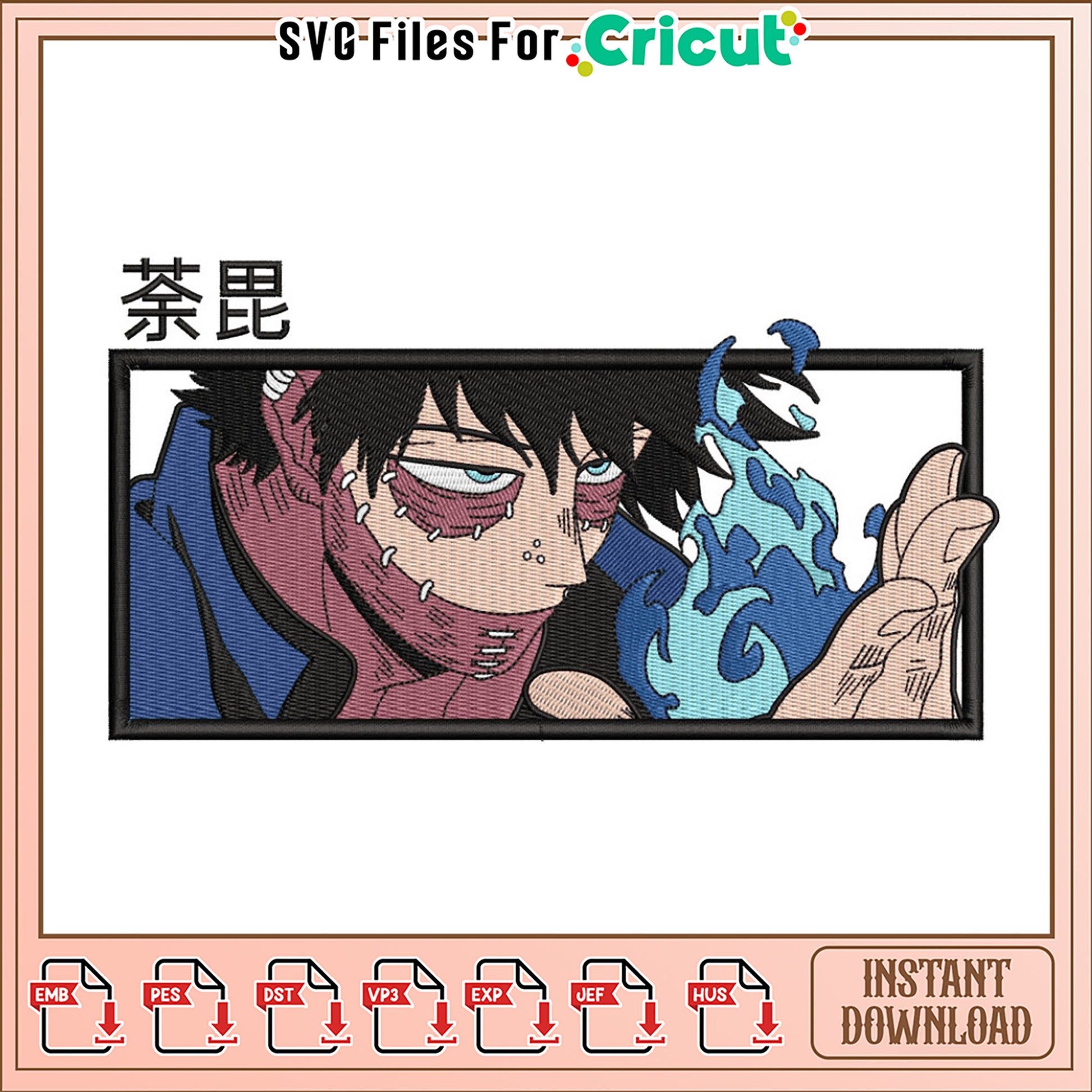 Dabi My Hero Academia Embroidery Design Instant Download