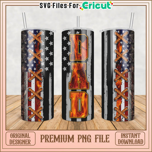 Dad Fire Flag Tumbler PNG