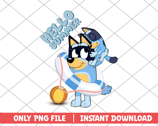 Dad and Bluey hello summer cartoon png 