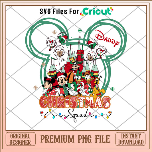 Daddy christmas squad png, mickey head png, merry chritsmas png