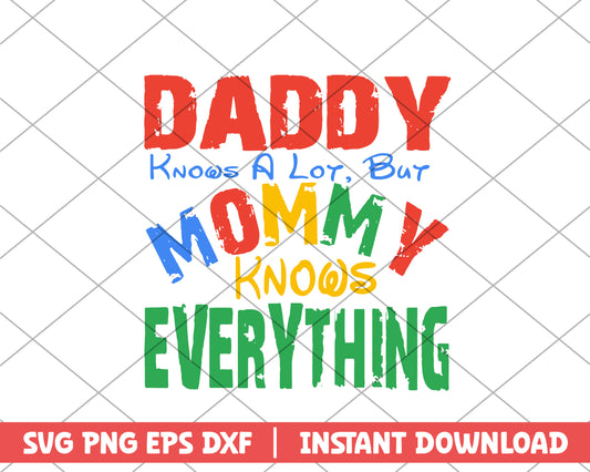 Daddy knows alot but momm knows everything mother's day svg 