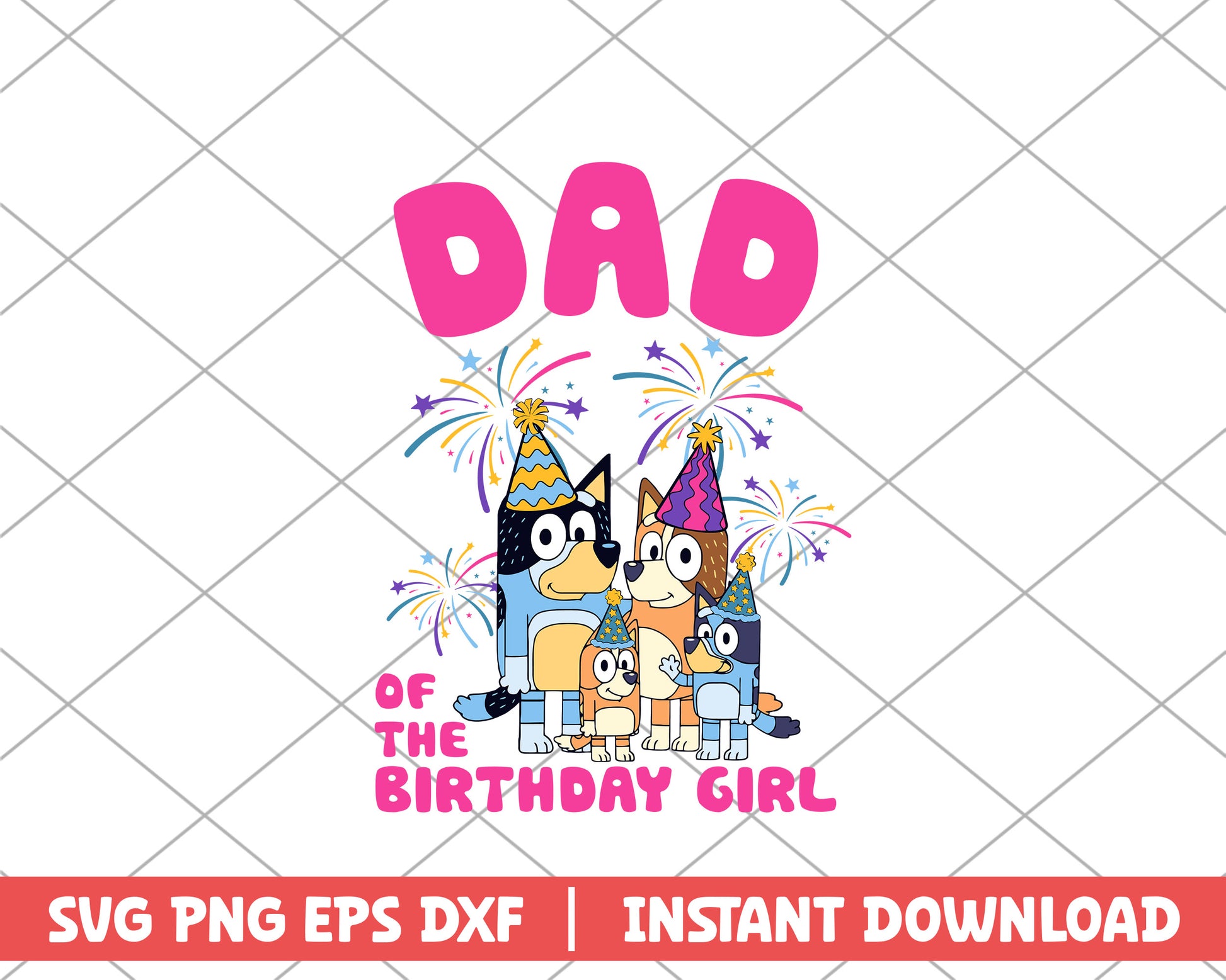 Dad of the birthday girl cartoon svg