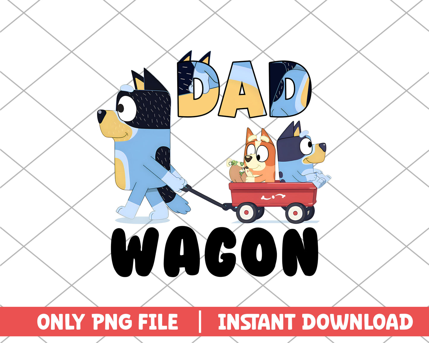 Dad wagon and bluey bingo cartoon png 