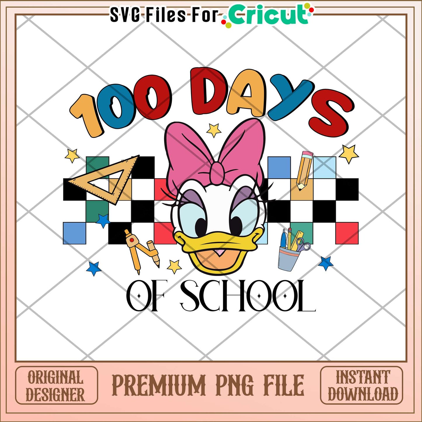 Daisy 100 day of school png, school supplies png, disney png