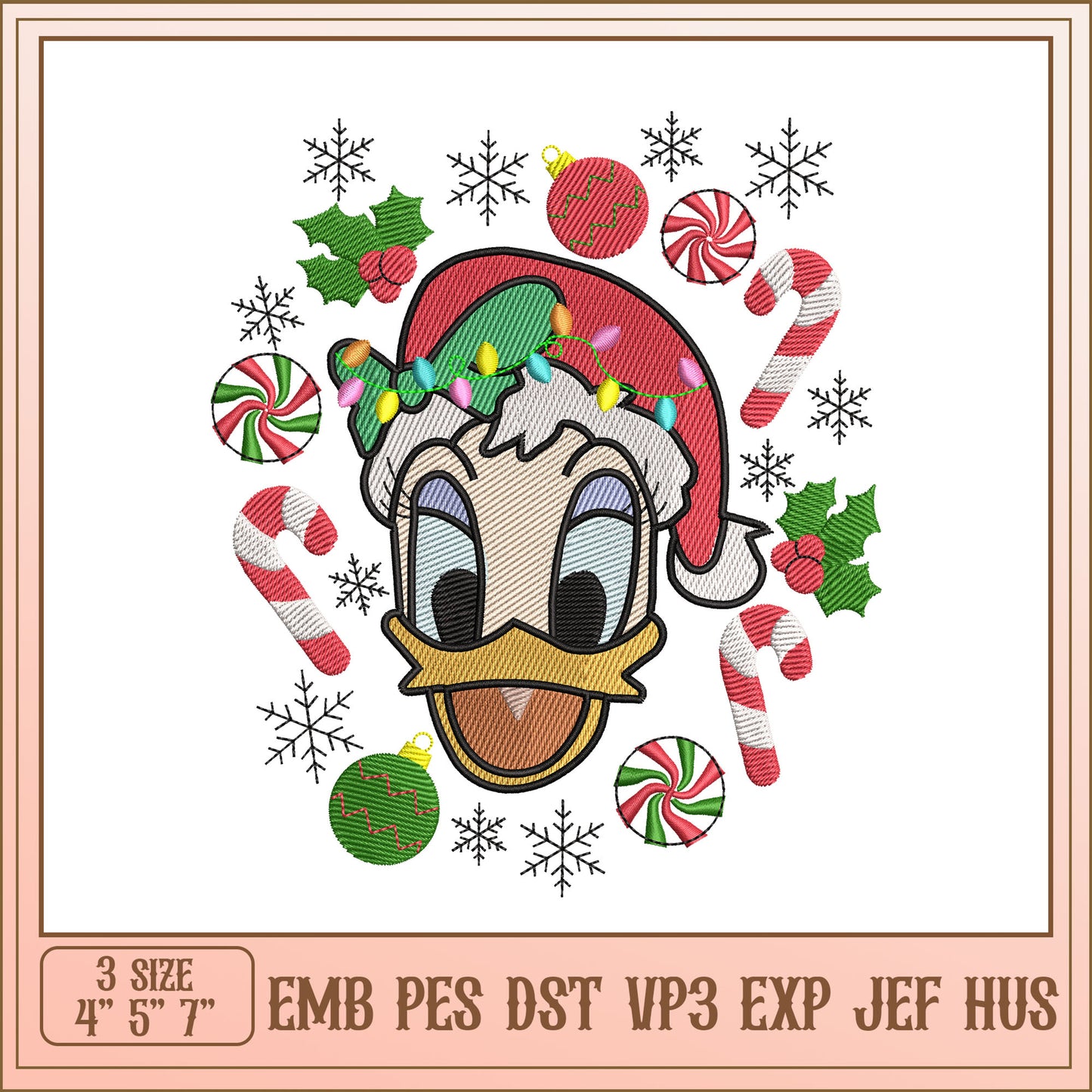 Daisy Duck Christmas Embroidery Design