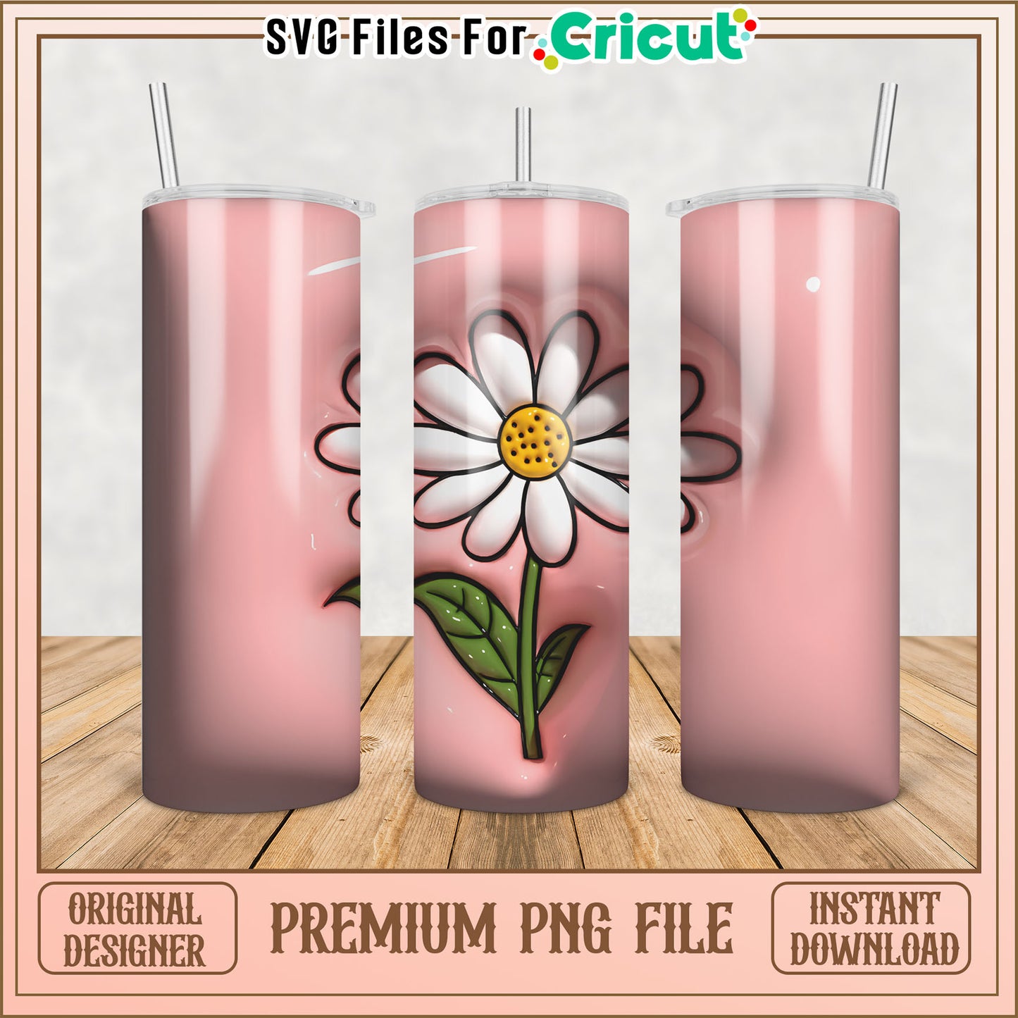 Daisy Flower Tumbler PNG Design