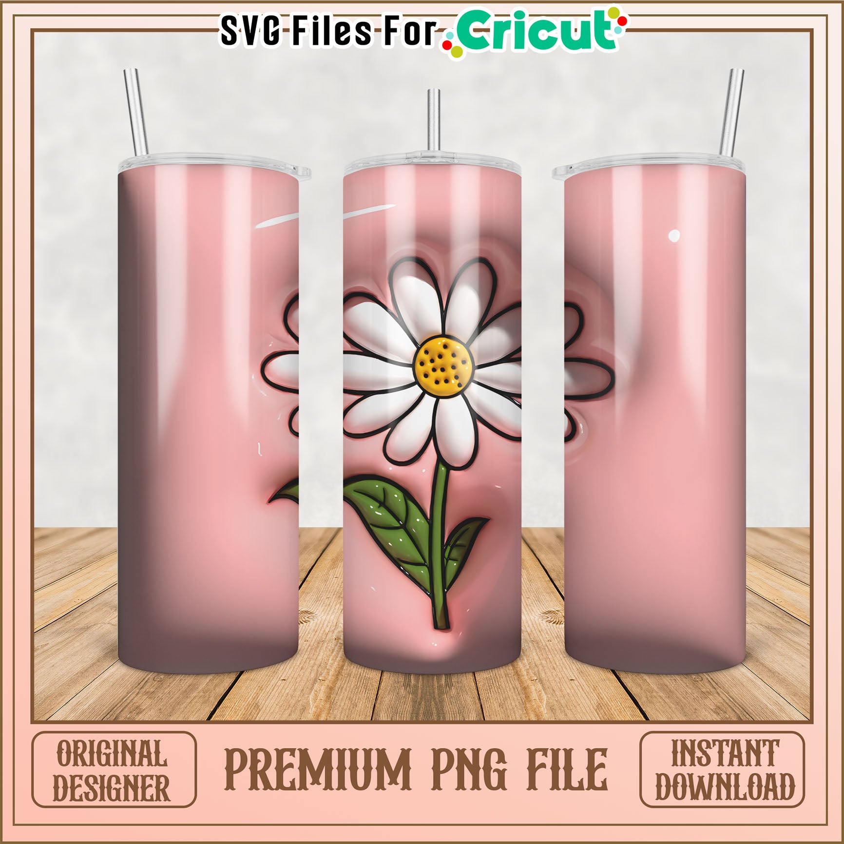 Daisy Flower Tumbler PNG Design