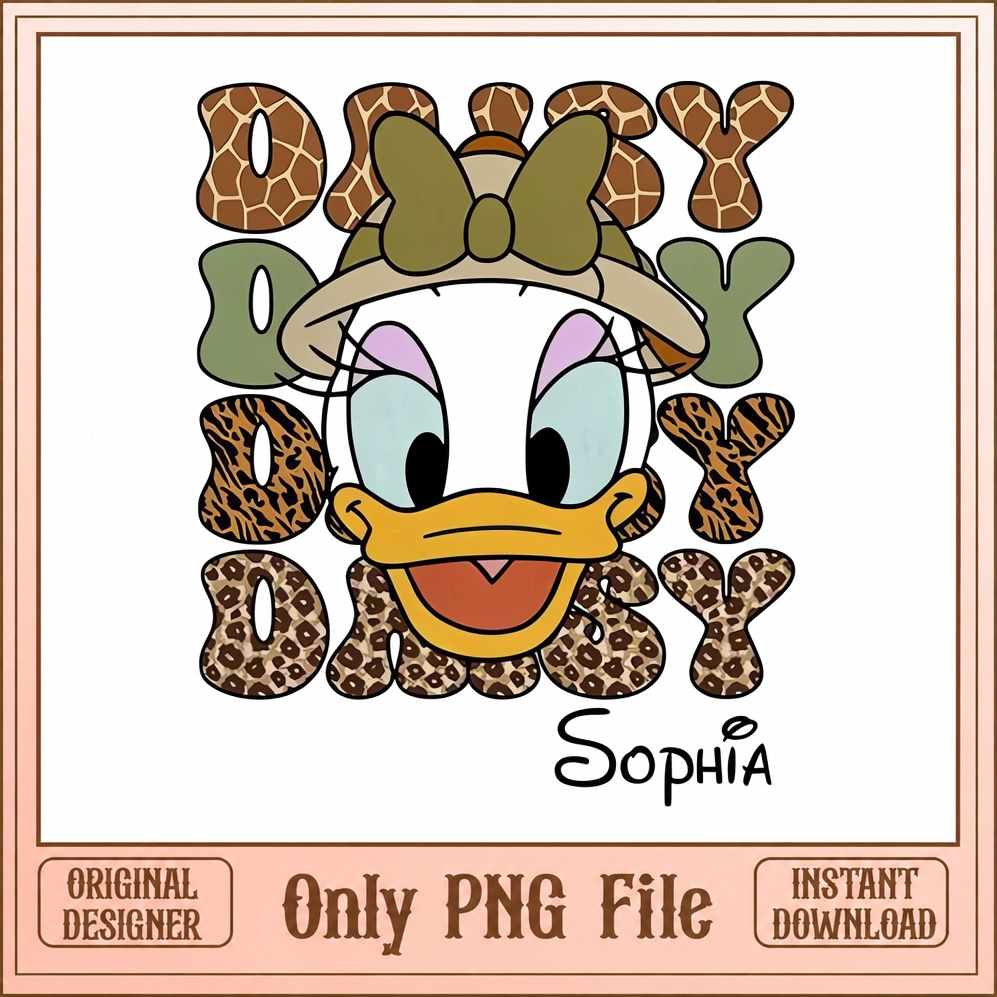 Daisy Duck Safari Animal Print, Disney Character PNG, Clipart PNG