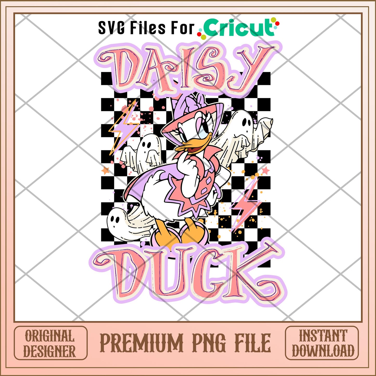 Daisy duck checkered png, daisy duck png, halloween png