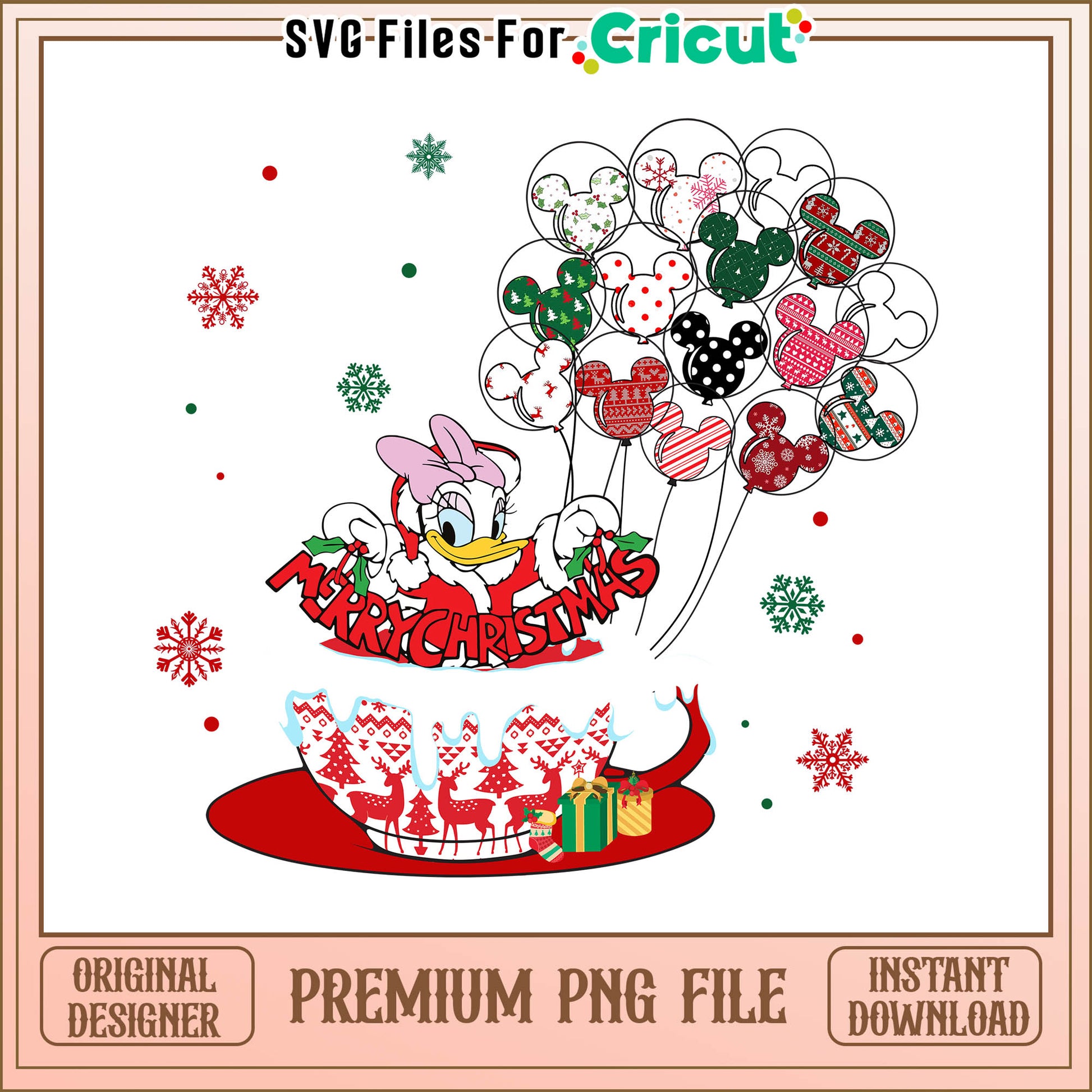 Daisy duck cup balloon christmas png, daisy duck cup png