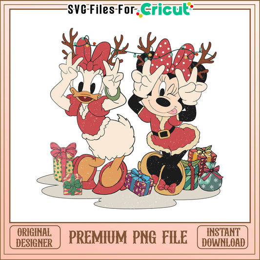 Daisy and minnie christmas png, disney happy holidays​ png