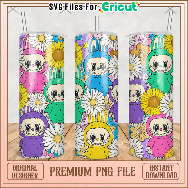 Daisy flowers labubu tumbler png, labubu macaron png, the monsters lab ...