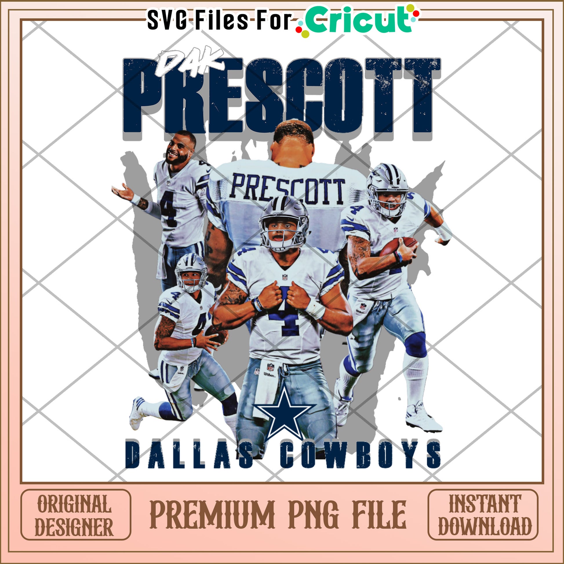 Dak Prescott PNG File for Dallas Cowboys Fans, Instant Download Available