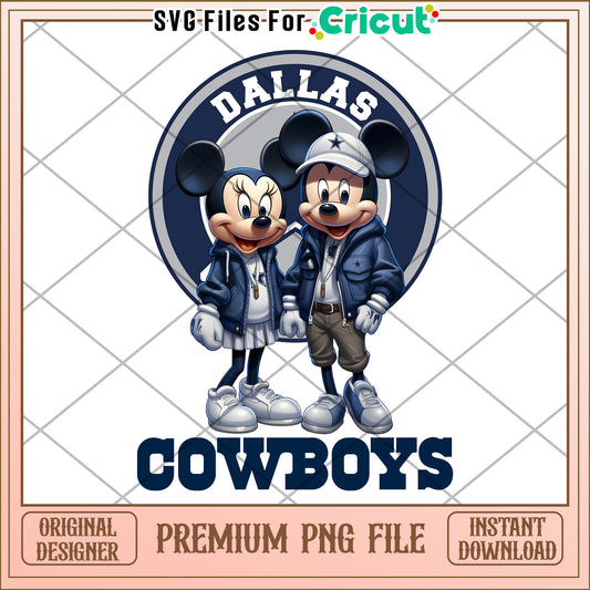 Dallas Cowboys Mickey and Minnie Mouse PNG, perfect for crafting