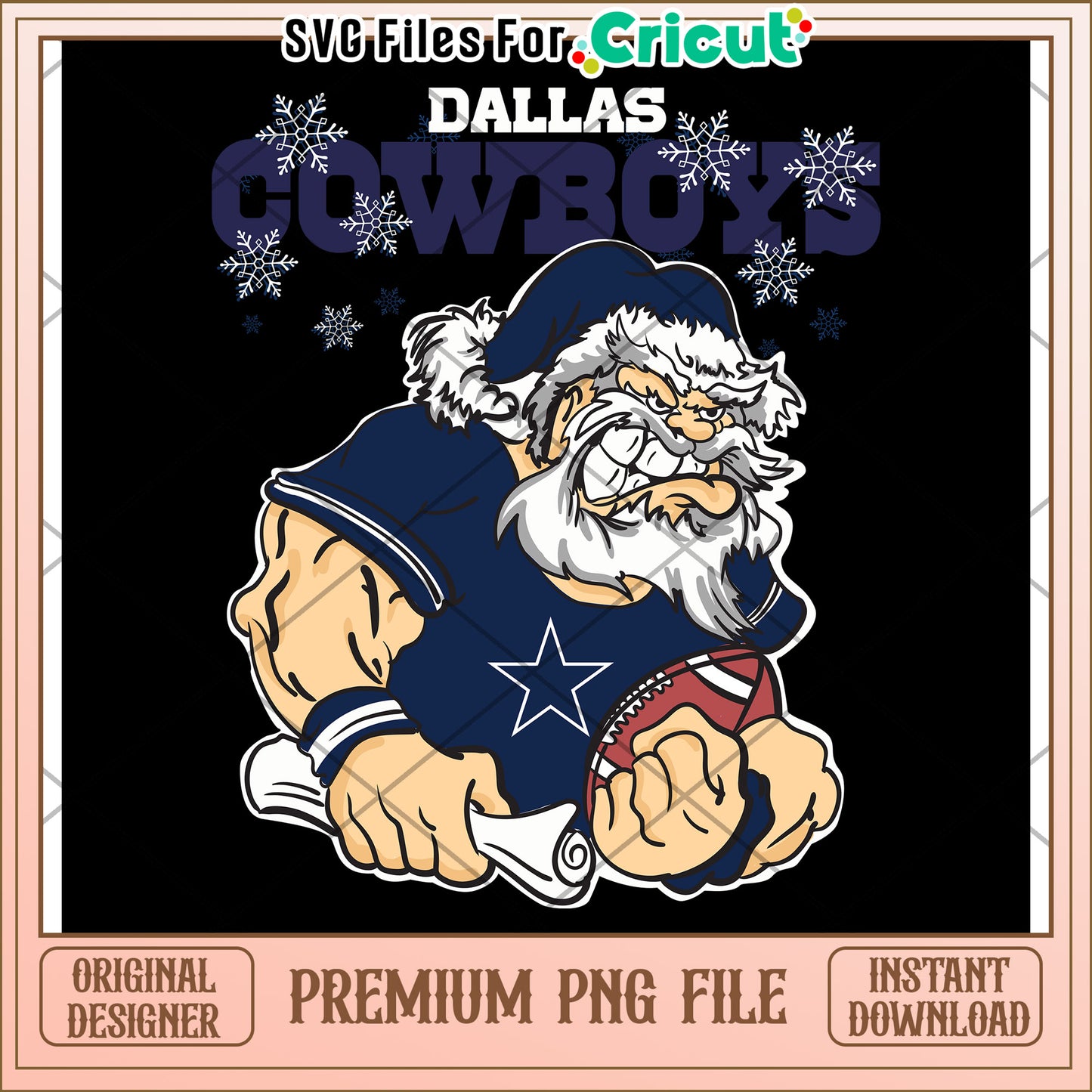 Dallas Cowboys Santa Character PNG Design, Perfect for Crafts