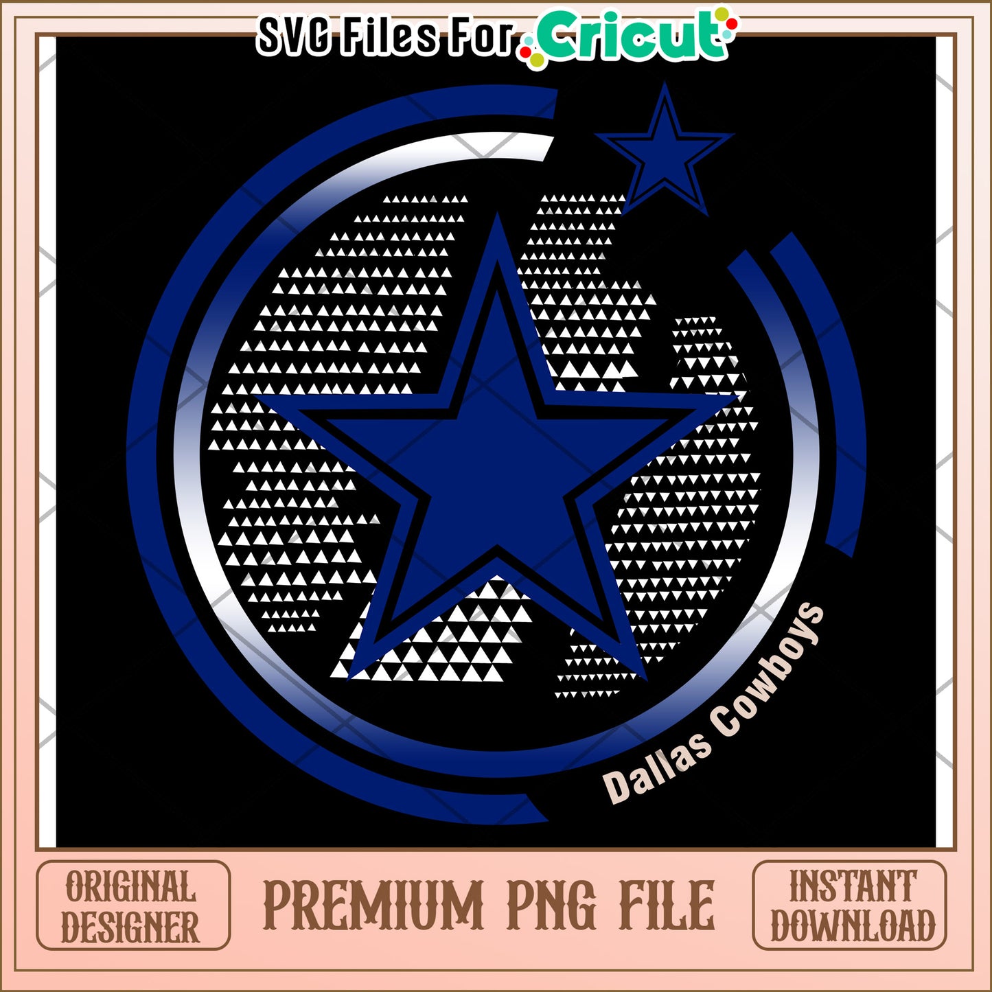 Dallas Cowboys Star Design for Cricut, Instant Download PNG File