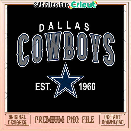 Dallas Cowboys Vintage Logo Design for Cricut, Instant Download PNG