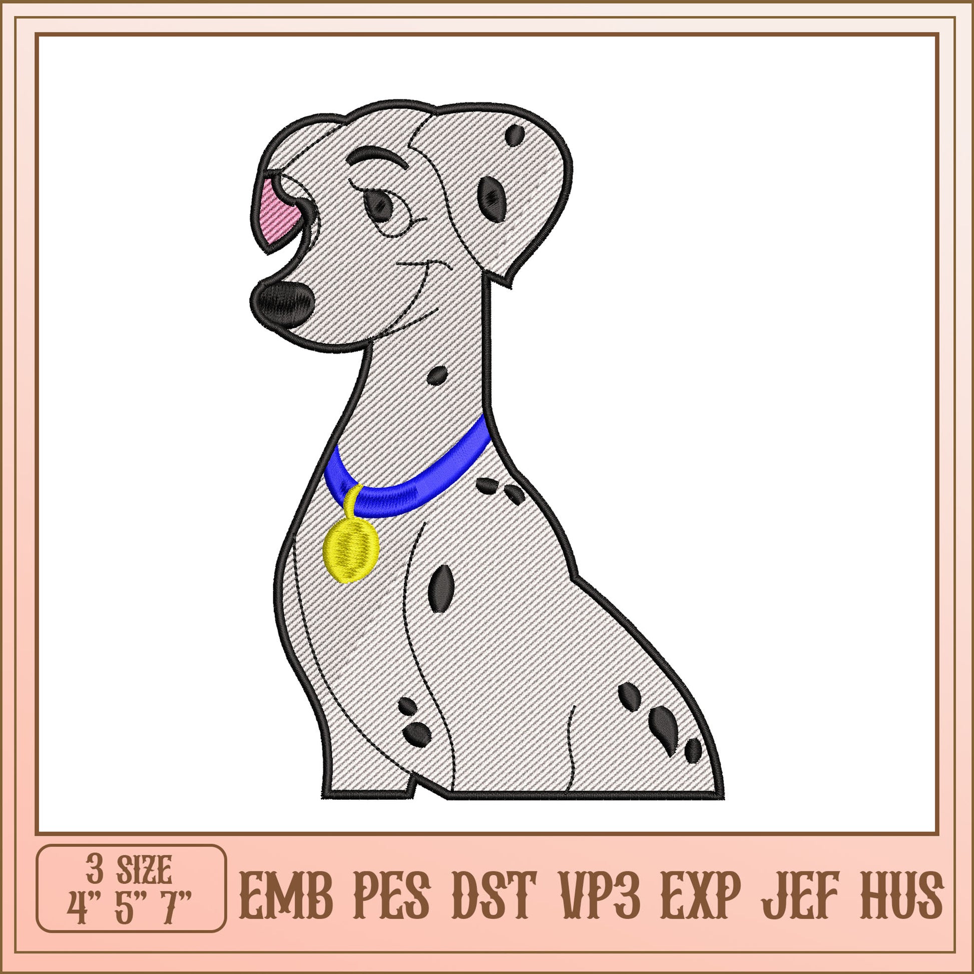 Dalmatian Embroidery Design 3 Sizes