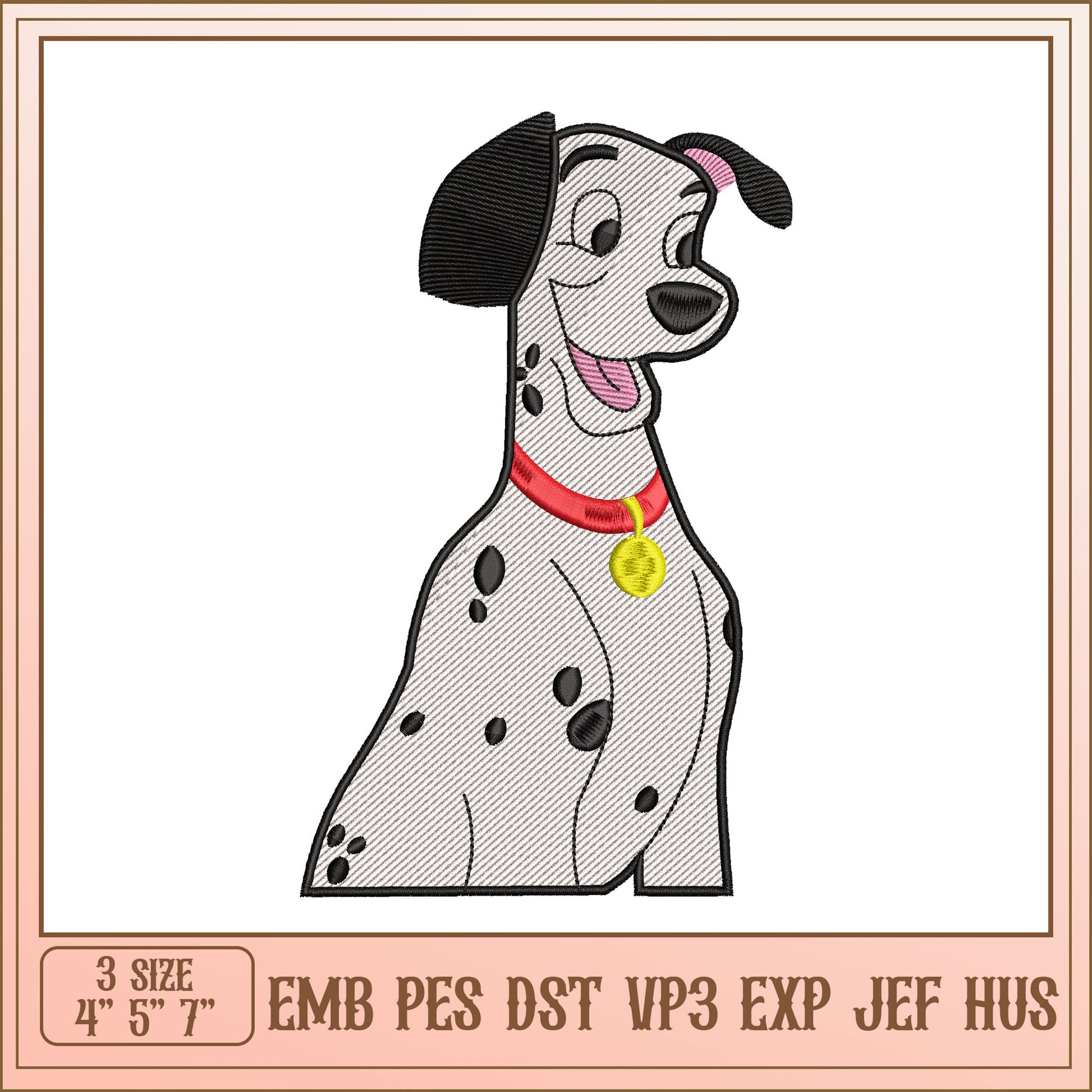 Dalmatian Embroidery Design 4x5x7 Inch