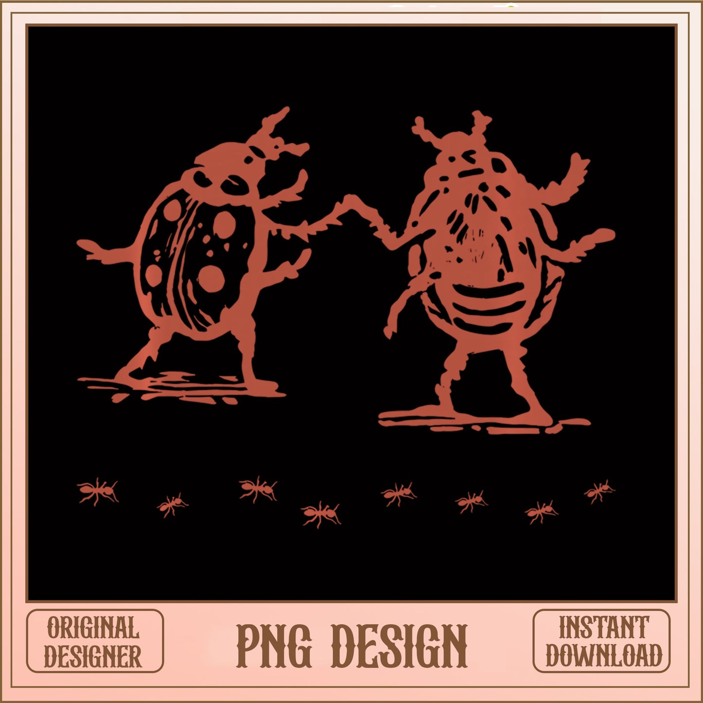 Dancing Beetles Vintage PNG, Creepy Bug Illustration PNG, Ant PNG
