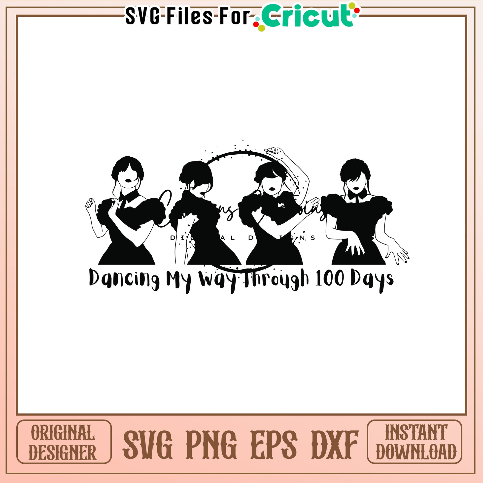 Dancing my way through 100 days of school svg, Wednesday Addams svg