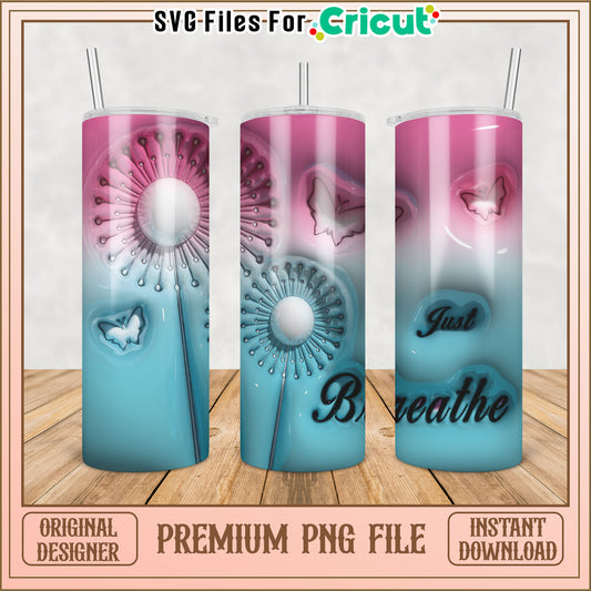 Dandelion Butterfly Tumbler PNG