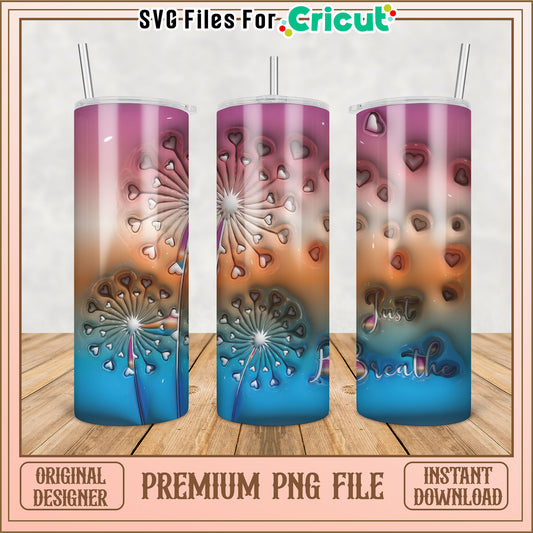 Dandelion Heart Tumbler PNG Design