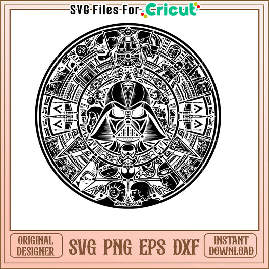 Darth Vader Aztec Calendar SVG