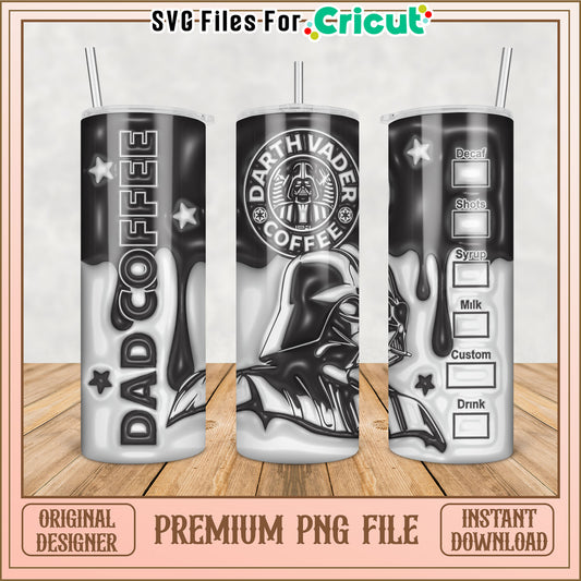 Darth Vader Coffee Tumbler PNG Design for Cricut Fans Plus Dad Theme