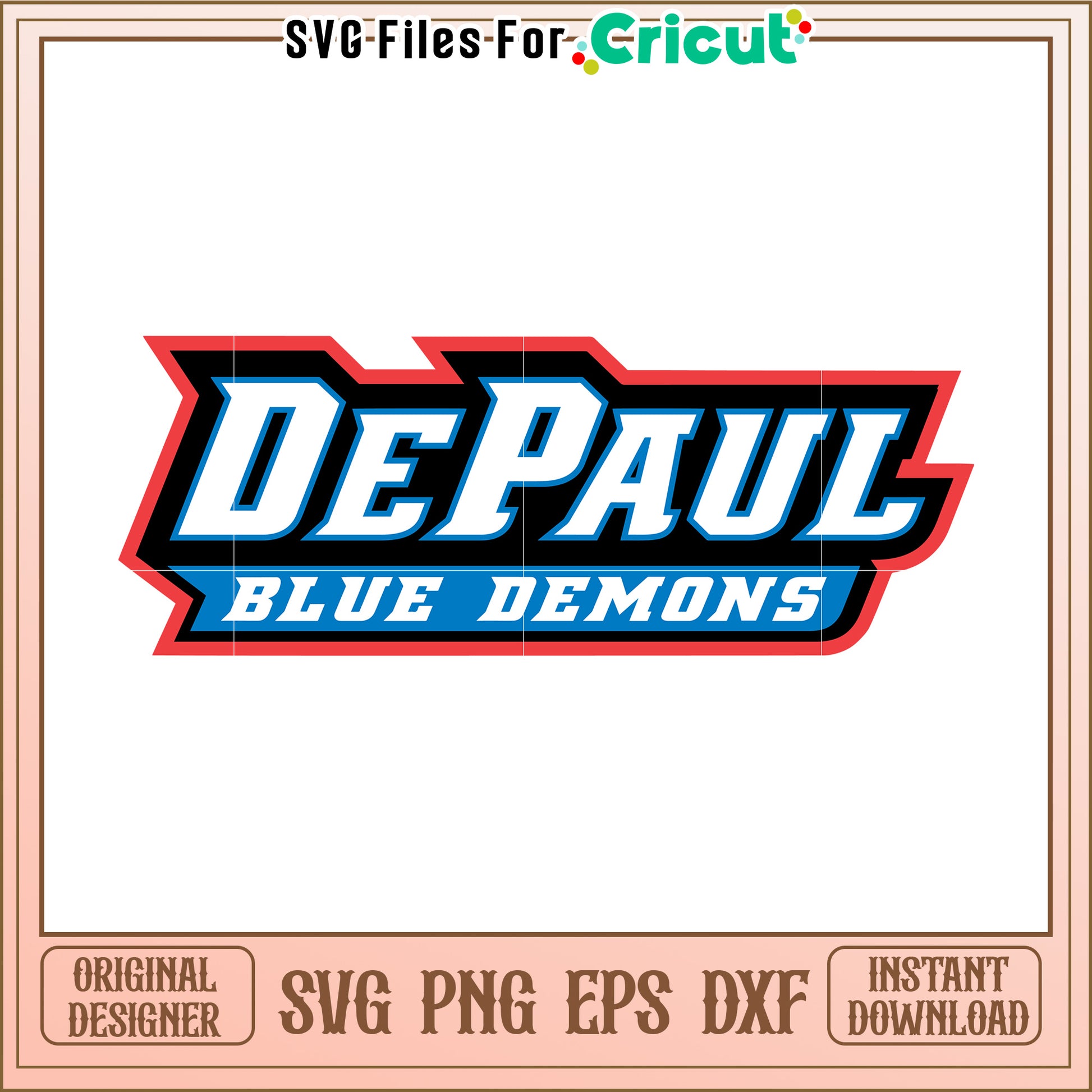 DePaul Blue Demons logo SVG design for Cricut, perfect for sports fans projects