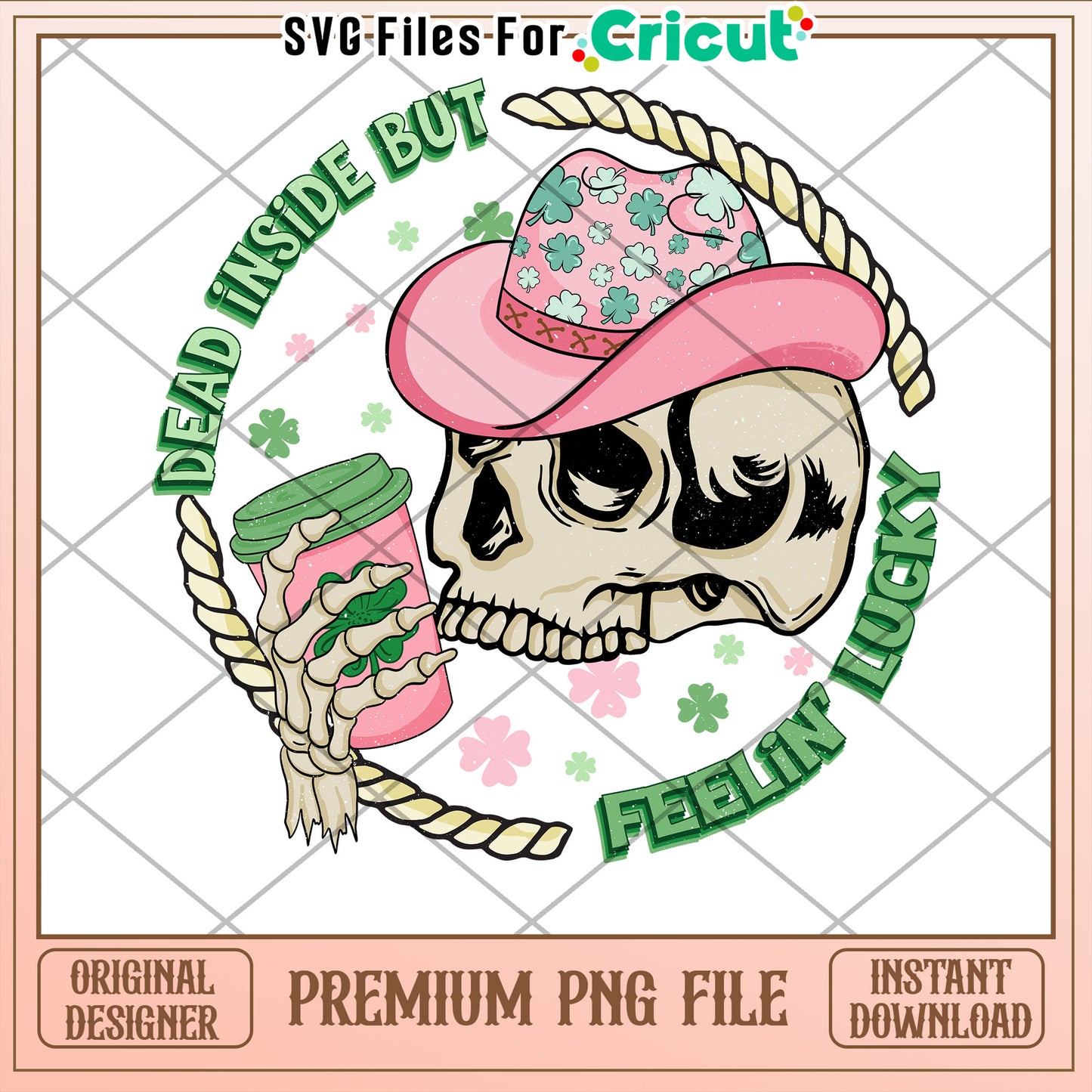 Dead Inside But Feelin Lucky Skull PNG