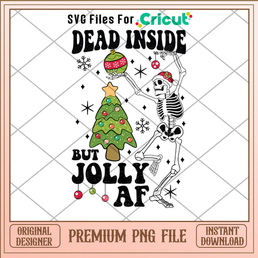 Dead inside but jolly af png, skeleton png, chritsmas tree png