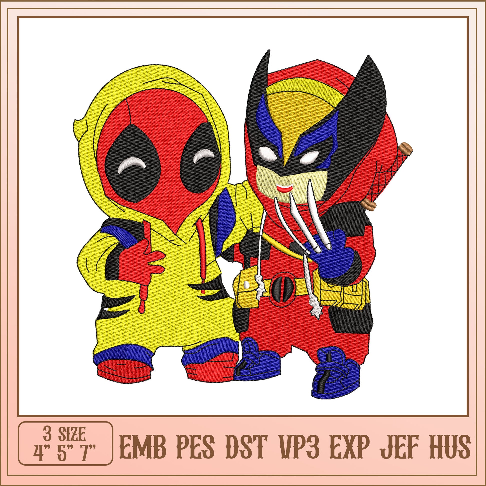 Deadpool Wolverine Embroidery Design