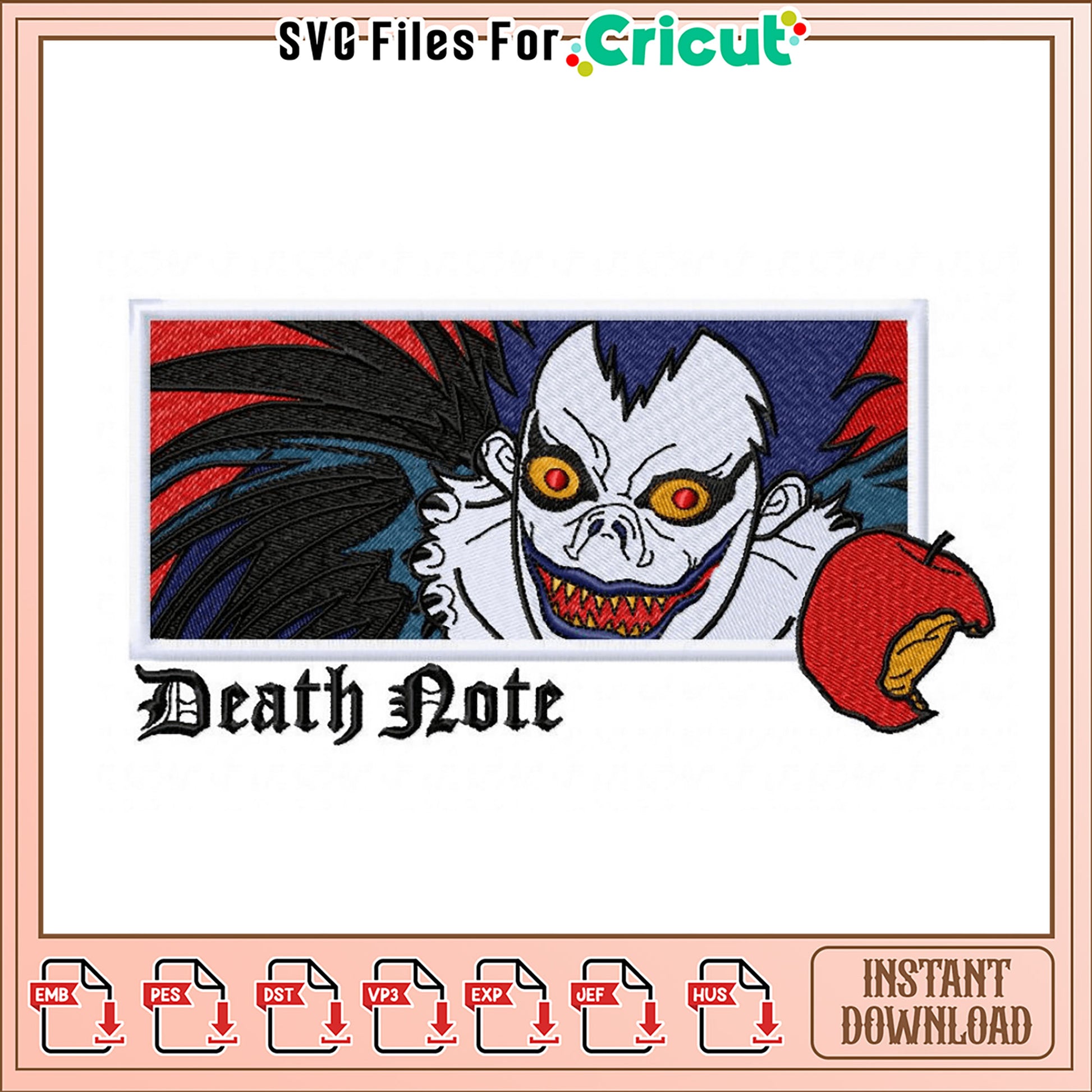 Death Note Embroidery Design Instant Download