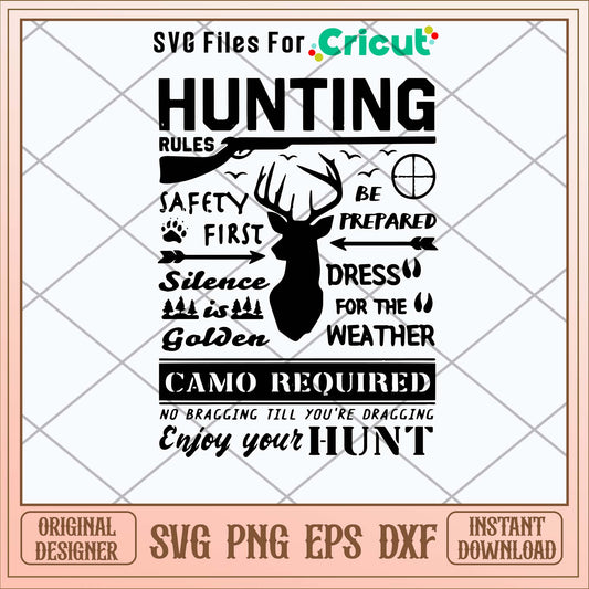 Deer Hunting Rules Svg-Svgfilesforcricut