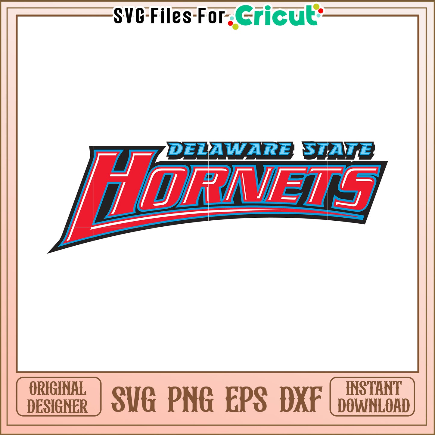 Delaware State Hornets Logo SVG Design for Cricut, Instant Download Available