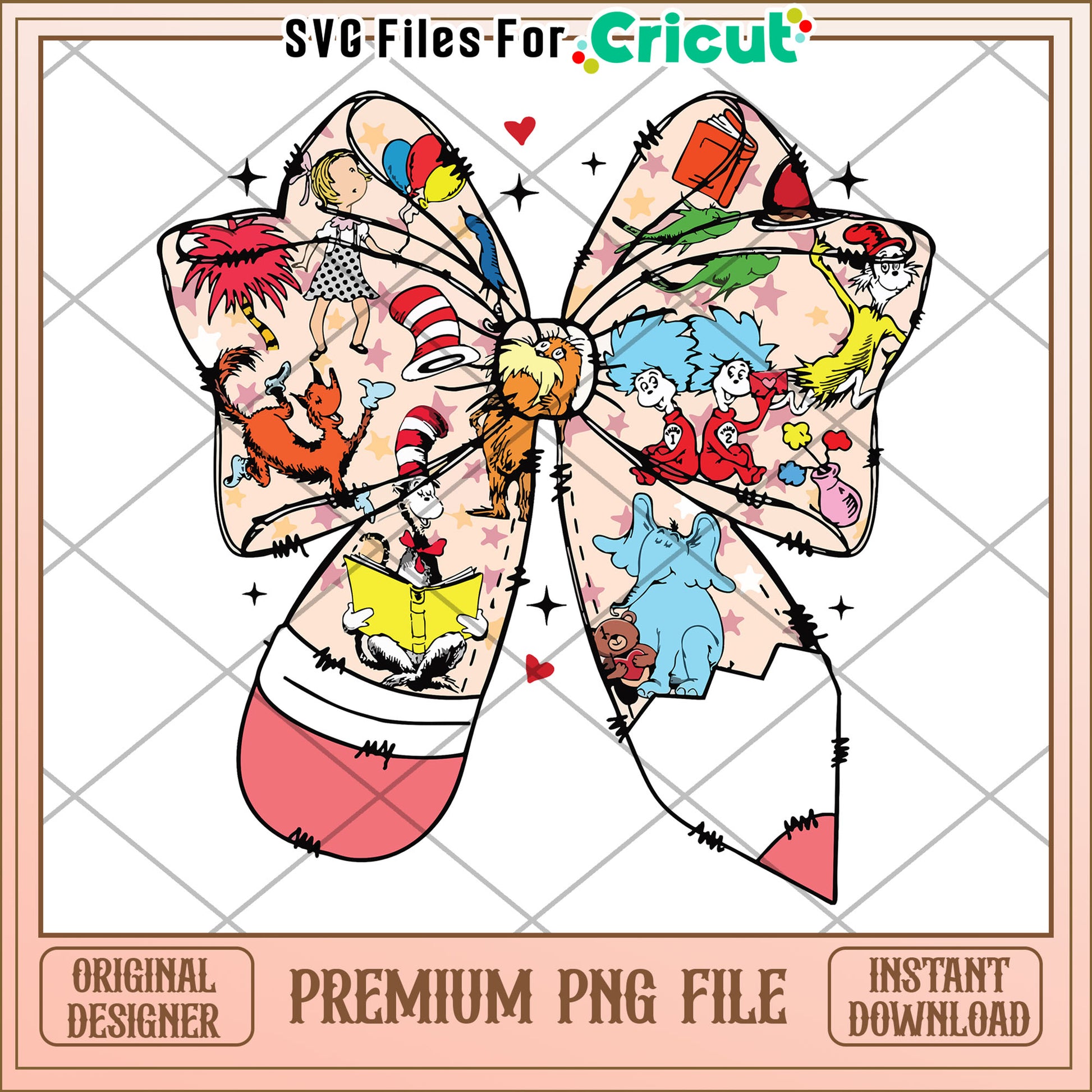 Delightful Dr Seuss Themed Bow PNG for Creative Projects