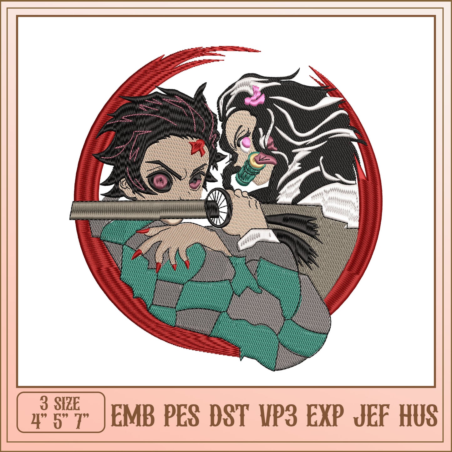Demon Slayer Embroidery Design - 3 Sizes