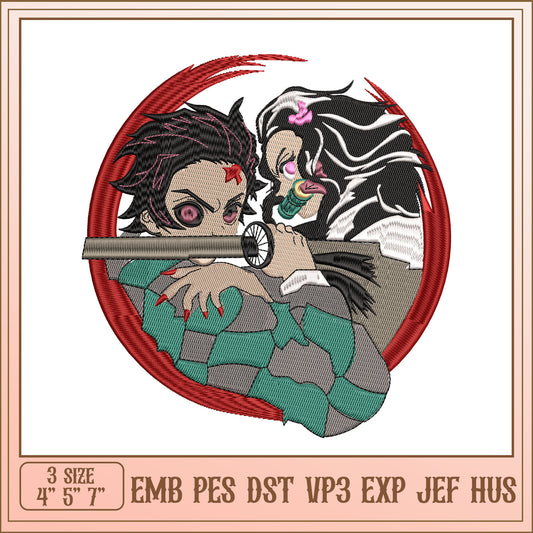Demon Slayer Embroidery Design - 3 Sizes