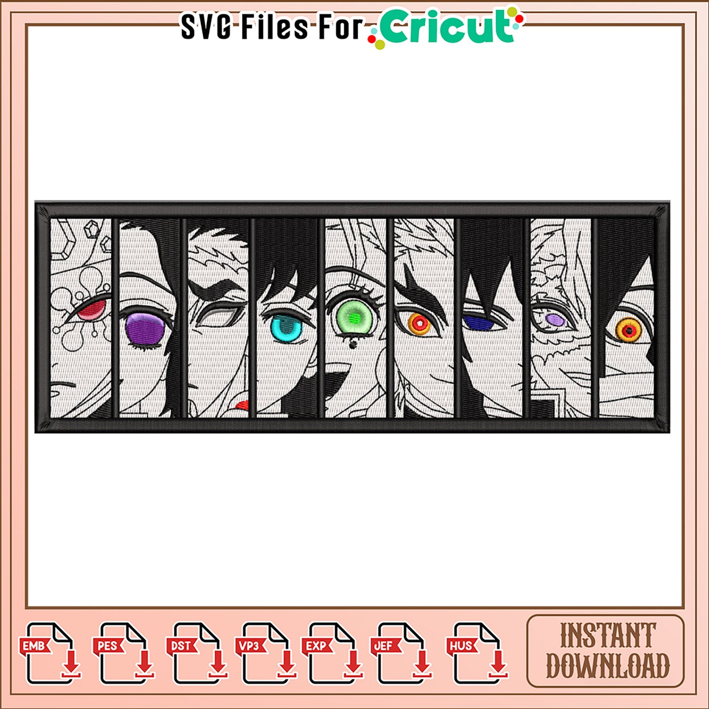 Demon Slayer Eyes Embroidery Design Instant Download