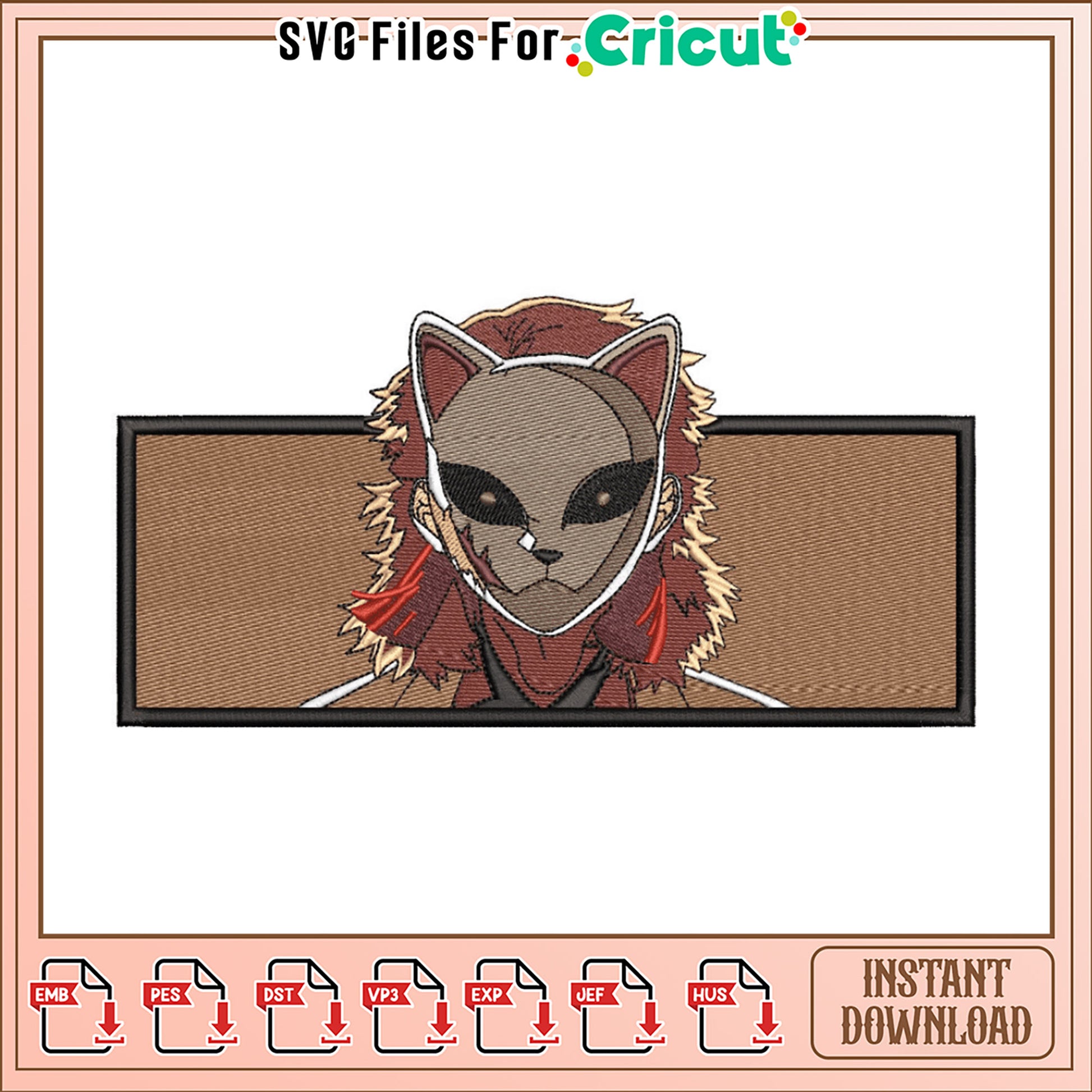 Demon Slayer Mask Embroidery Design Instant Download