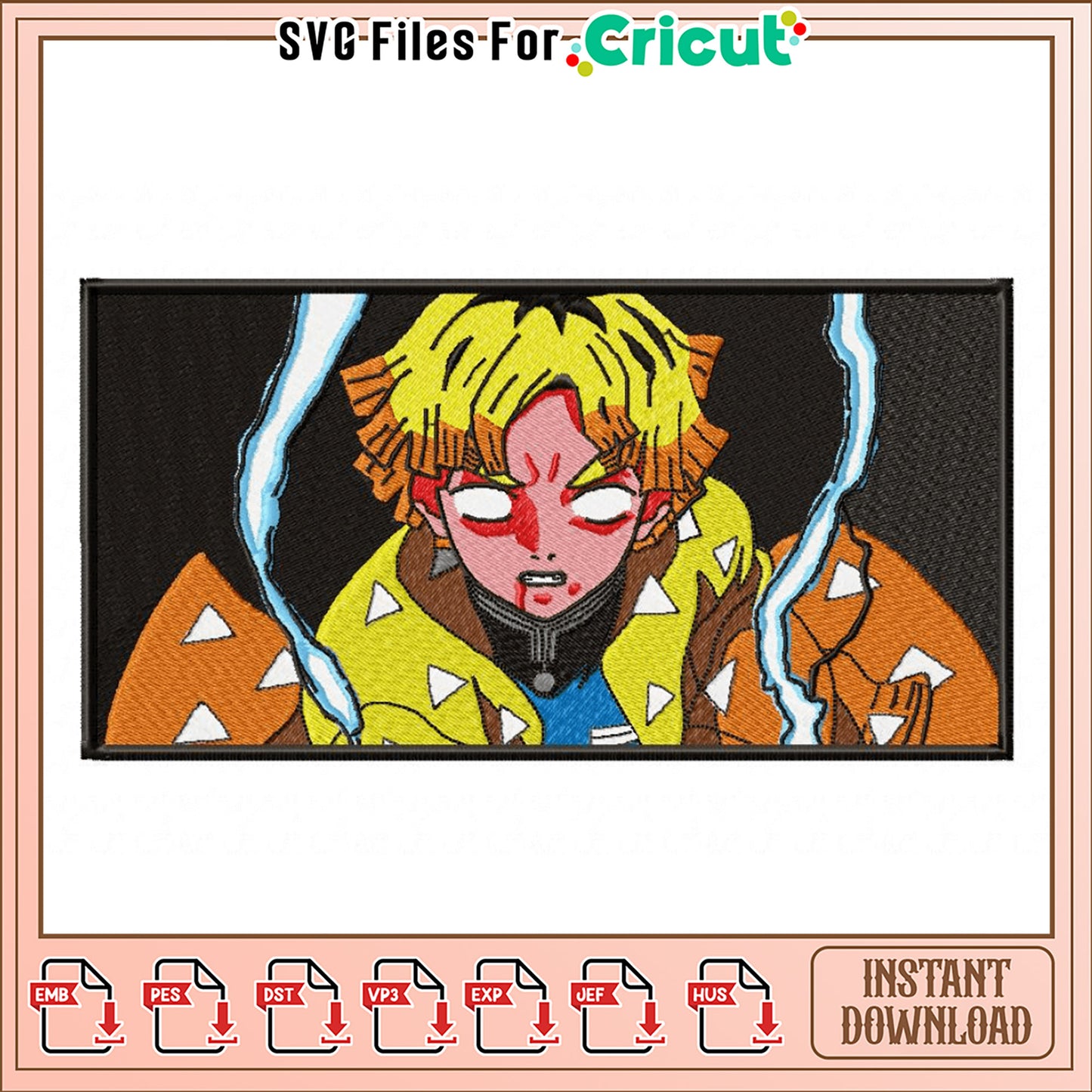 Demon Slayer Tanjiro Embroidery Design Instant Download